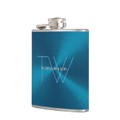 Mannen Monogram Modern minimalistisch Metallic Bla Heupfles (Links)