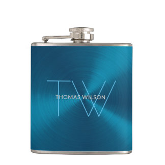 Mannen Monogram Modern minimalistisch Metallic Bla Heupfles