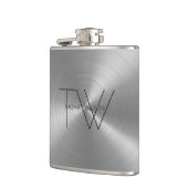 Mannen Monogram Modern minimalistisch Pewter Gray Heupfles (Links)