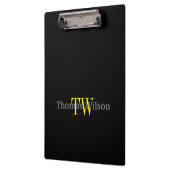 Mannen Monogram Modern minimalistisch zwart-wit en Klembord (Links)