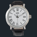 Mannen Monogram Romeins Numeriek Ontwerp Horloge<br><div class="desc">Mannen koele  Romeinse numerieke monogram polshorloge ontwerp voor jongens ontworpen in klassiek monogram ontwerp en naam initialen. Creëer voor de drukke zakenman.</div>