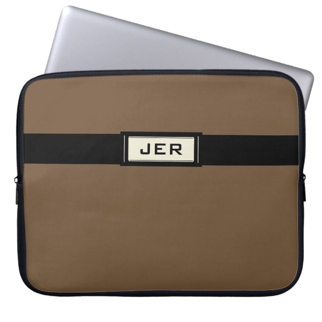 Mannen Monogrammed Black Cool Laptop Sleeve (Voorkant)