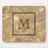 Mannen Monogrammed Creme Marble Muismat (Voorkant)