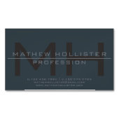 Mannen Monogrammed, Diepe & Gedempte Kleuren Magnetisch Visitekaartje (Voorkant)