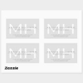 Mannen Monogrammed, Grey Business Rechthoekige Sticker (Vel)