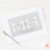 Mannen Monogrammed, Grey Business Rechthoekige Sticker (Envelop)