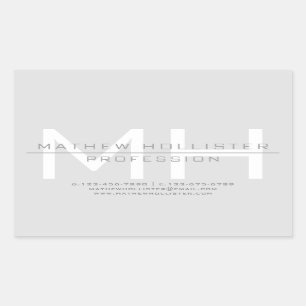 Mannen Monogrammed, Grey Business Rechthoekige Sticker