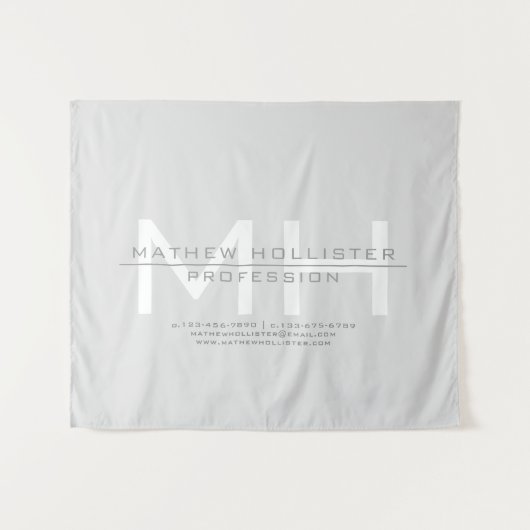 Mannen Monogrammed, Grey Business Wandkleed (Voorkant (horizontaal))