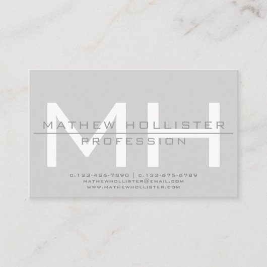 Mannen Monogrammed, Grey Visitekaartje Magnet (Voorkant)