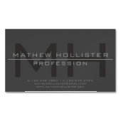 Mannen Monogrammed, Grijs Magnetisch Visitekaartje (Voorkant)