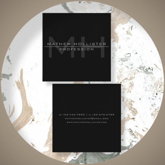 Mannen Monogrammed, Grijs Vierkante Visitekaartje