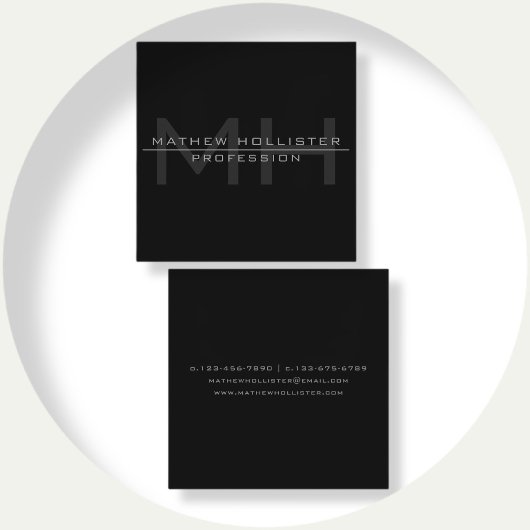 Mannen Monogrammed, Grijs Vierkante Visitekaartje