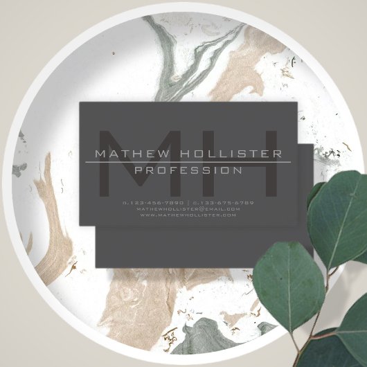 Mannen Monogrammed, Grijs Visitekaartje