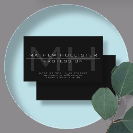 Mannen Monogrammed, Grijs & Zwart Visitekaartje