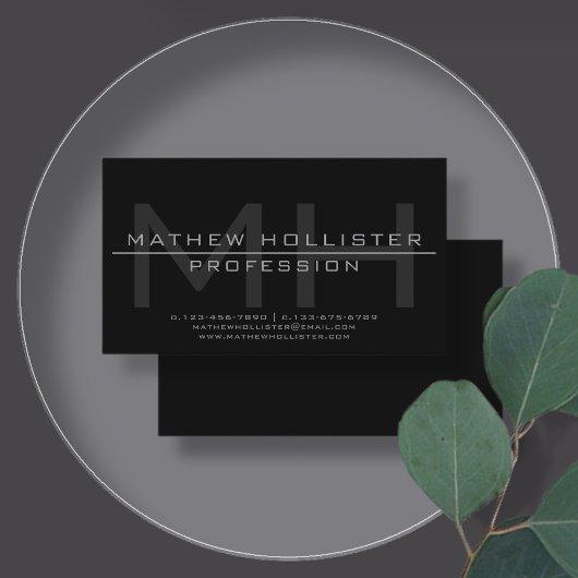 Mannen Monogrammed, Grijs & Zwart Visitekaartje