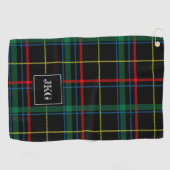 Mannen Monogrammen Modern Black Green Pset Tartan Golfhanddoek (Horizontaal)