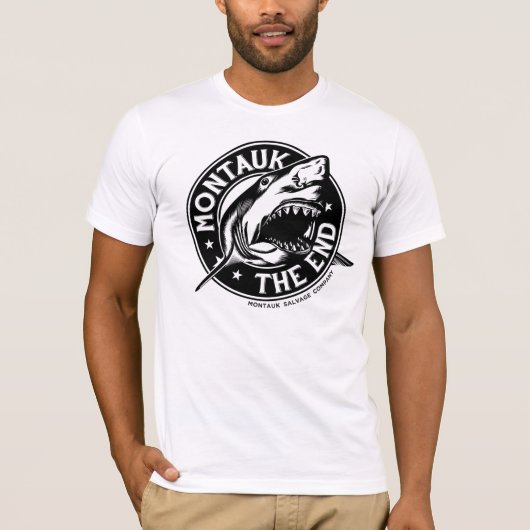 Mannen Montauk Salvage Company Shark T-Shirt (Voorkant)