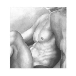 Mannen Mooie Fijne Kunst Tekening Van Naakte Man C Notitieblok