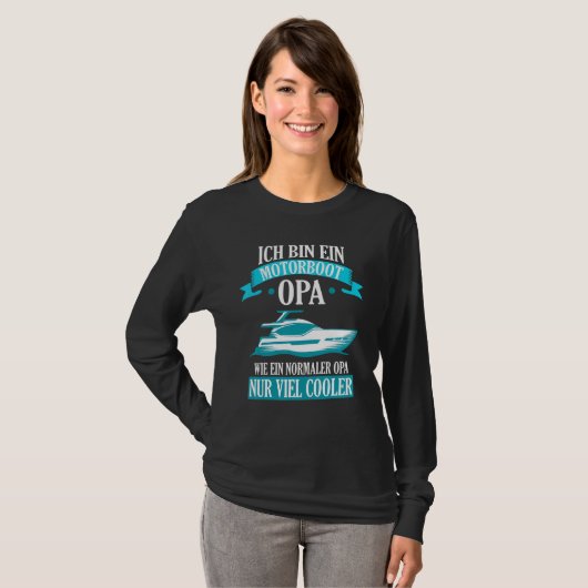 Mannen motorboot opa boot boten boten t-shirt (Voorkant volledig)