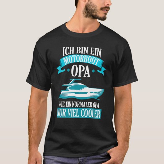 Mannen motorboot opa boot boten boten t-shirt (Voorkant)