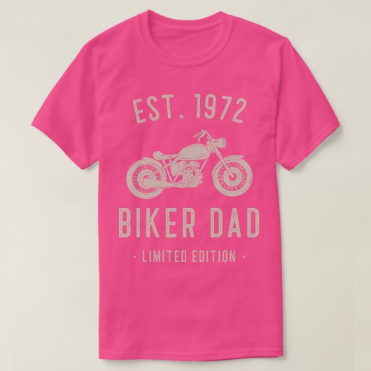 Mannen motorfiets Biker Dad 1972 50th vijfde geboo T-shirt (Design voorkant)