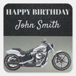 Mannen Motorfiets Verjaardagsfeest Vierkante Sticker