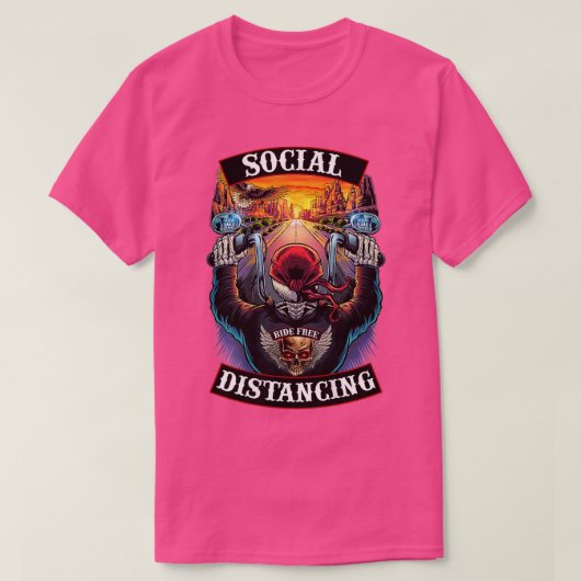 Mannen motorrijwiel met sociale vervorming t-shirt (Design voorkant)