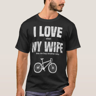 Mannen mountainbike Ik hou van als mijn vrouw laat T-shirt
