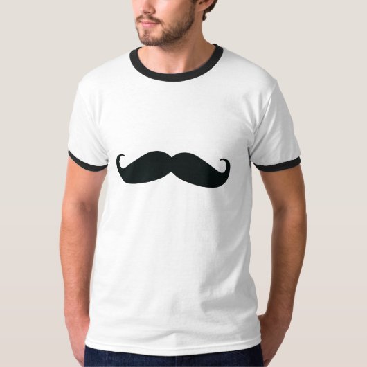 Mannen Mustache Ringer T-Shirt (Voorkant)