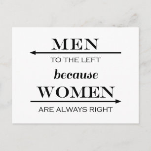 Mannen naar links omdat vrouwen altijd gelijk hebb briefkaart
