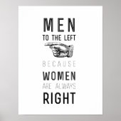 mannen naar links omdat vrouwen altijd gelijk hebb poster (Voorkant)