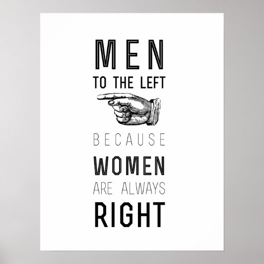 mannen naar links omdat vrouwen altijd gelijk hebb poster (Voorkant)