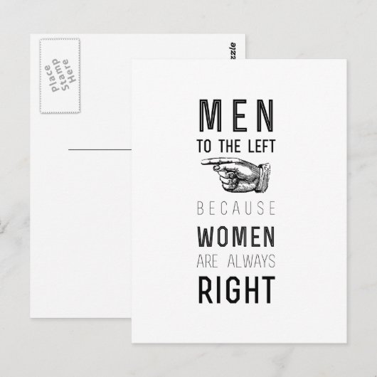 mannen naar links omdat vrouwen altijd rechts zijn briefkaart (Voorkant / Achterkant)