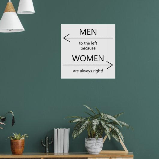 Mannen naar links omdat vrouwen altijd rechts zijn poster (Woonkamer 1)