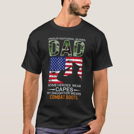 Mannen Nationale Garde Papa Mijn dochter draagt Co T-shirt (Voorkant)