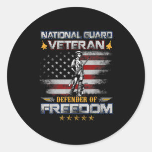 Mannen Nationale Garde Veteraan Vlag Vintage Ronde Sticker