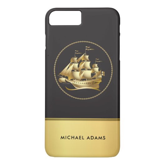 Mannen Nautical Sailing Ship with Monogram Case-Mate iPhone Case (Achterkant)