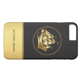 Mannen Nautical Sailing Ship with Monogram Case-Mate iPhone Case (Achterkant (Horizontaal))