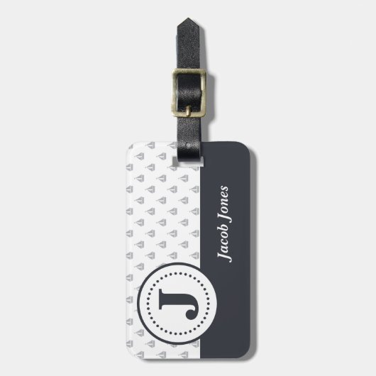 Mannen Nautisch monogram Bagagelabel (Voorkant verticaal)