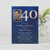 Mannen Navy Blauw en Goud 40e Verjaardag Kaart (Staand voorkant)