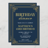 Mannen Navy blauw Verjaardagsdiner 43e verjaardag Kaart (Voorkant / Achterkant)