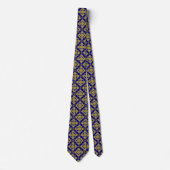 Mannen Navy Blue en Faux Gold Pattern Stropdas (Voorkant)