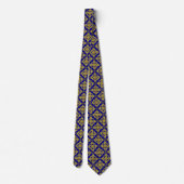 Mannen Navy Blue en Faux Gold Pattern Stropdas (Achterkant)