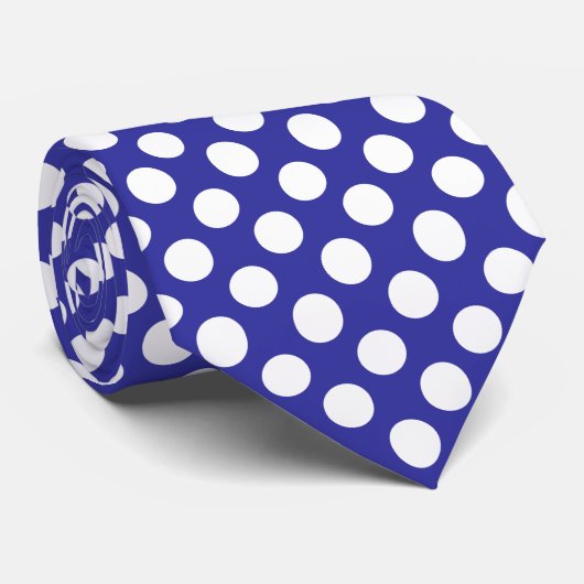 Mannen Navy Blue en White Polka Dot Stropdas (Opgerold)