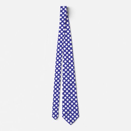 Mannen Navy Blue en White Polka Dot Stropdas (Achterkant)