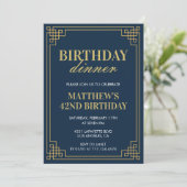 Mannen Navy blue Verjaardagsdiner 42e verjaardag Kaart (Staand voorkant)
