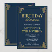 Mannen Navy blue Verjaardagsdiner 77ste verjaardag Kaart (Voorkant / Achterkant)