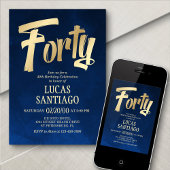 Mannen Navy Gold 40e verjaardag uitnodiging