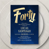 Mannen Navy Gold 40e verjaardag uitnodiging