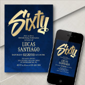 Mannen Navy Gold 60e verjaardag uitnodiging